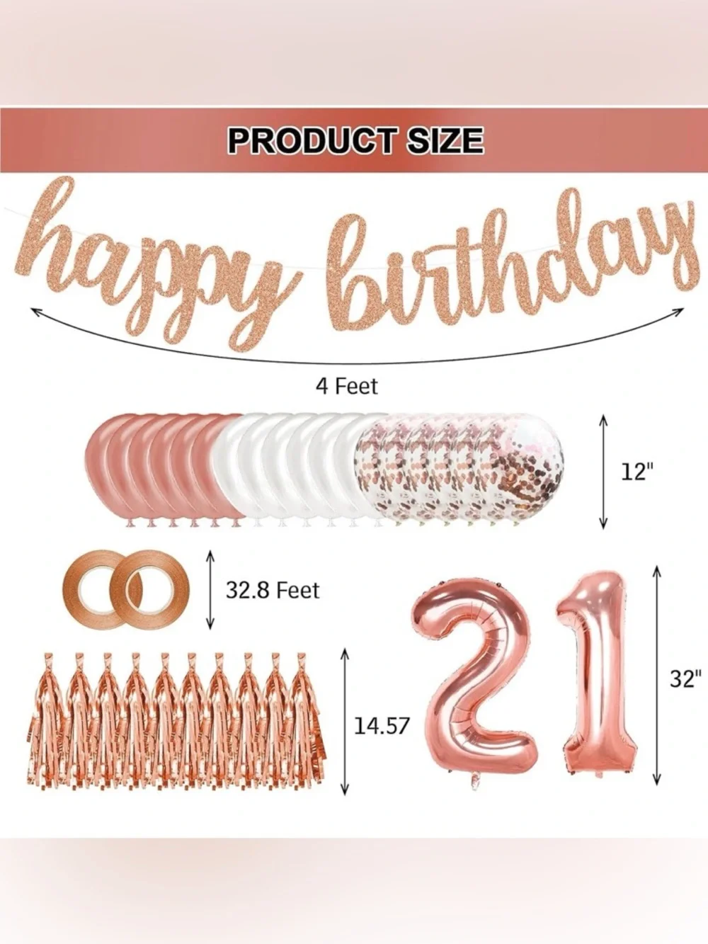 ✨Rose Gold and White 21st Birthday Balloon and Garland Set